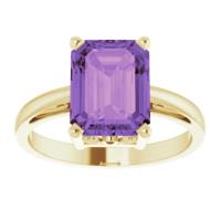 14K Yellow Gold Amethyst Scroll Setting® Ring